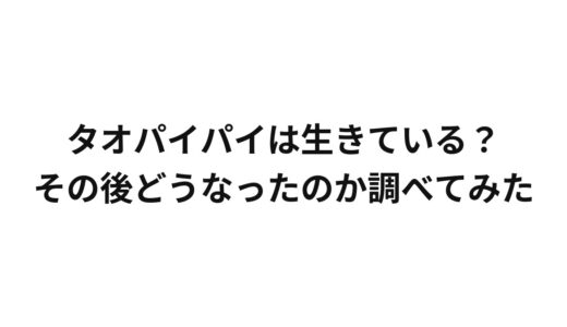 タオパイパイは生きている？その後どうなったのか調べてみた