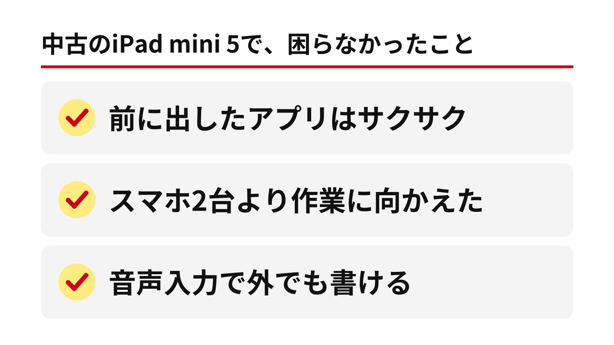 中古のiPad mini 5で、困らなかったこと
