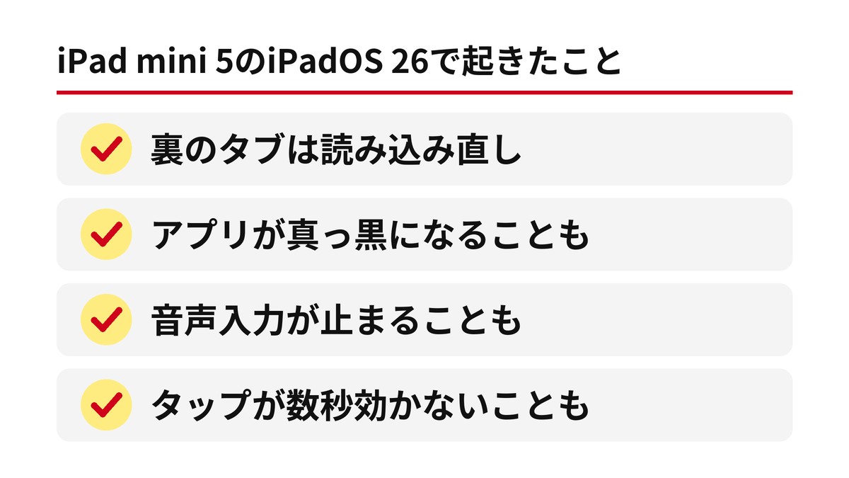 iPad mini 5のiPadOS 26で起きたこと